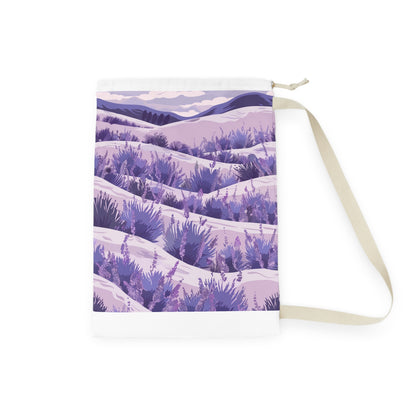 "Relaxing lavender fields laundry bag for practical laundry storage"