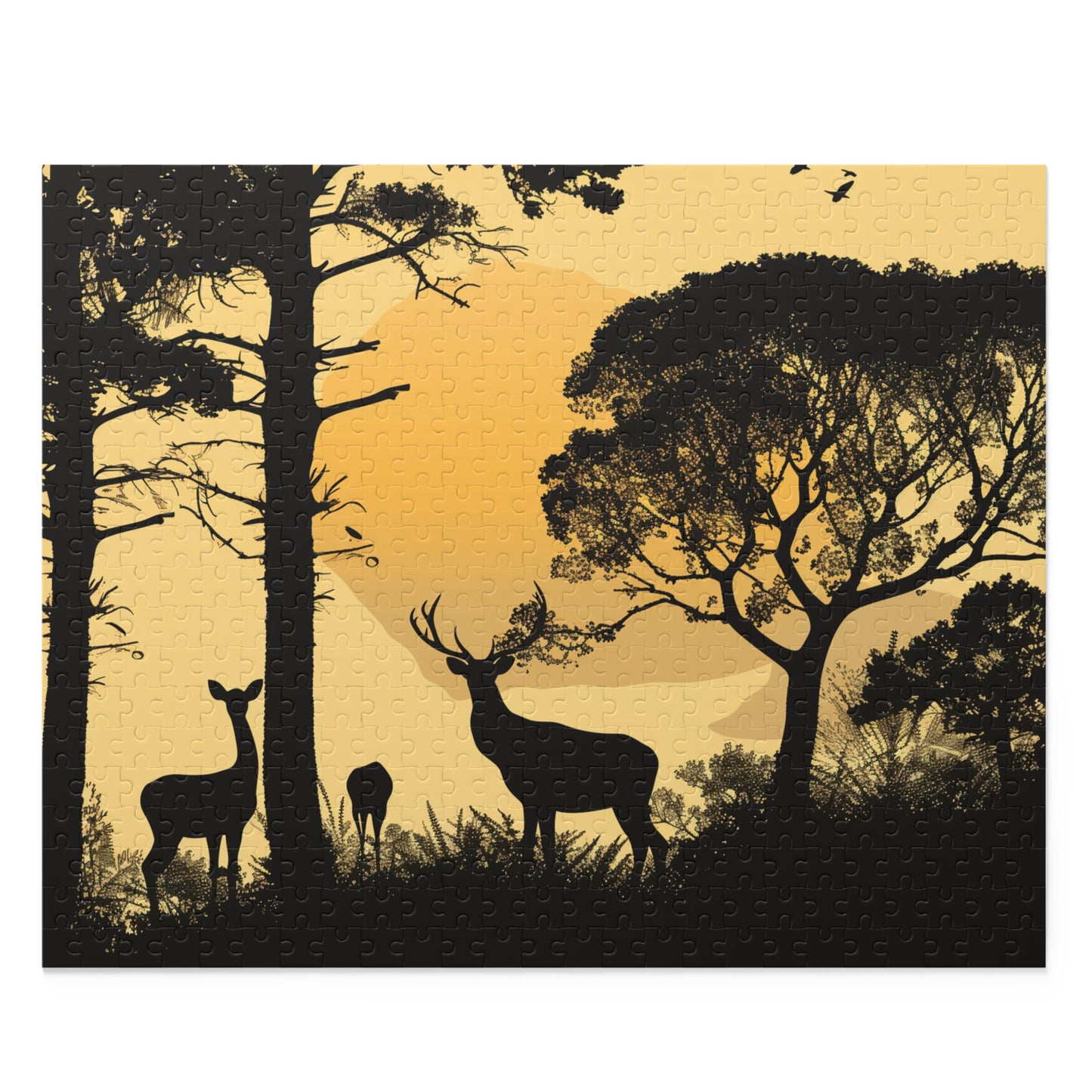 Wildlife Silhouette Deer Jigsaw Puzzle - Perfect for animal lovers and nature enthusiasts, hours of entertainment