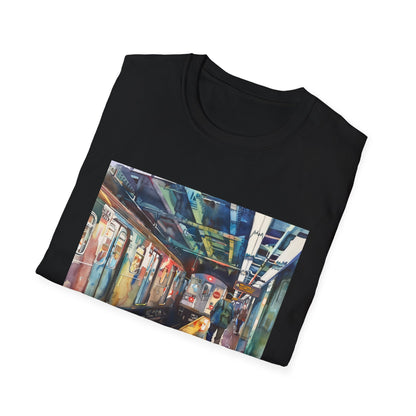 Urban Odyssey in Watercolor: The New York Subway T-shirt