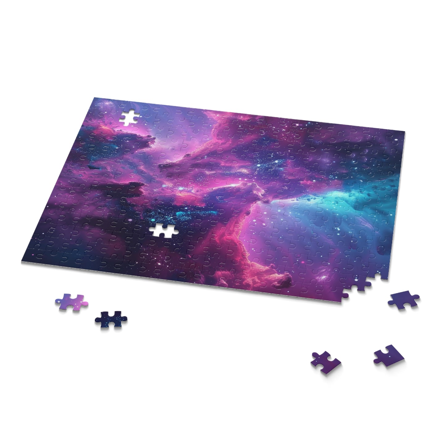 "Neon Space Galaxy jigsaw puzzle with captivating celestial scene, vibrant hues"