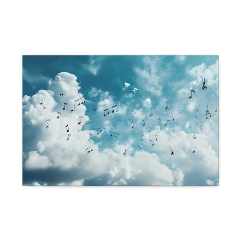 Music Notes Floating Through Clouds (Edition II) — Canvas Wall Art — Front Gallery-Wrapped Canvas View