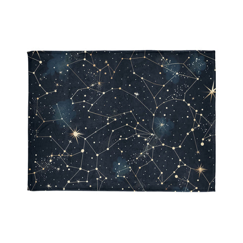 Celestial Constellation Stars Night Sky Plush Fleece Throw Blanket - View 3 | Prints With Passion