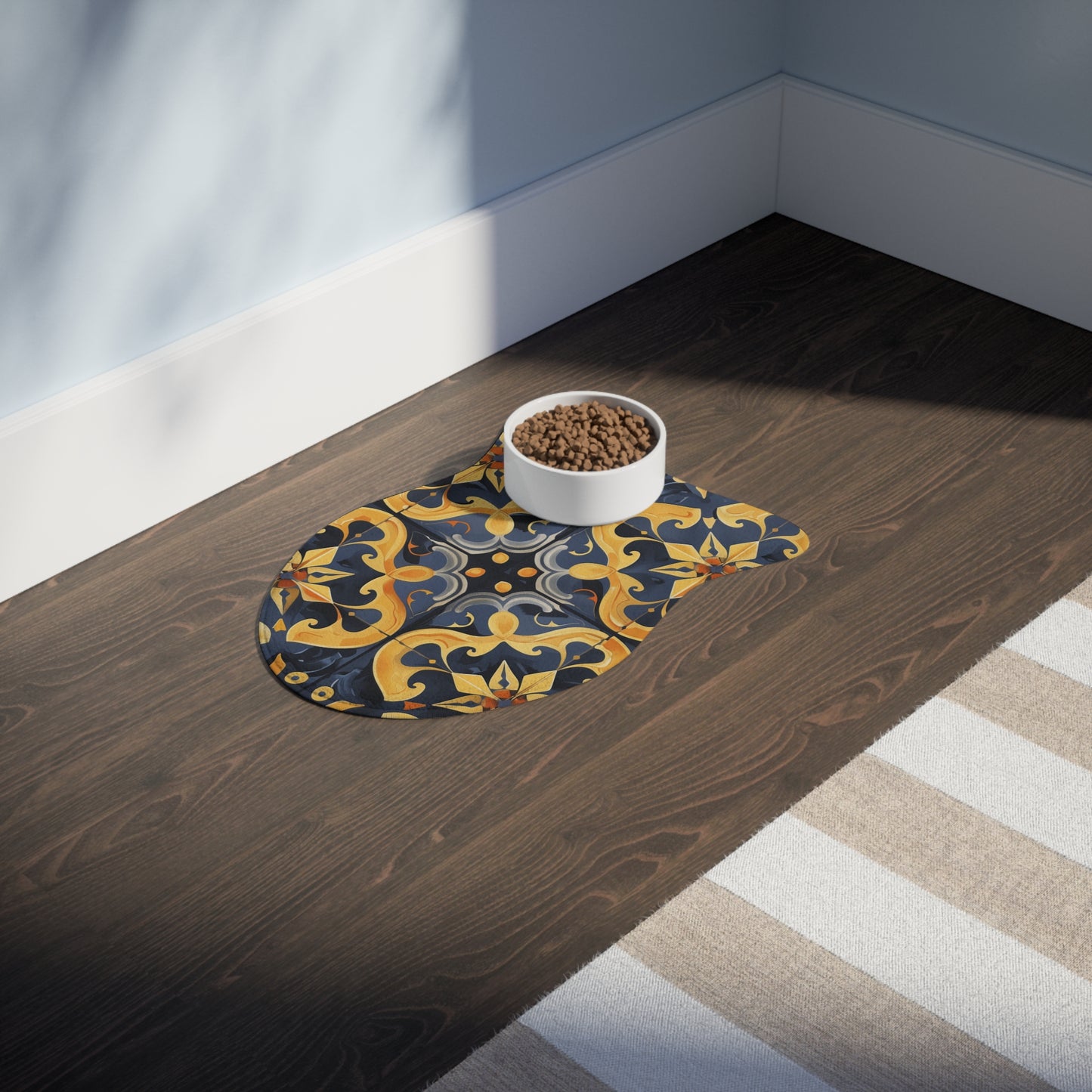 Artisan Tile Pet Feeding Mat: Chic & Functional Design