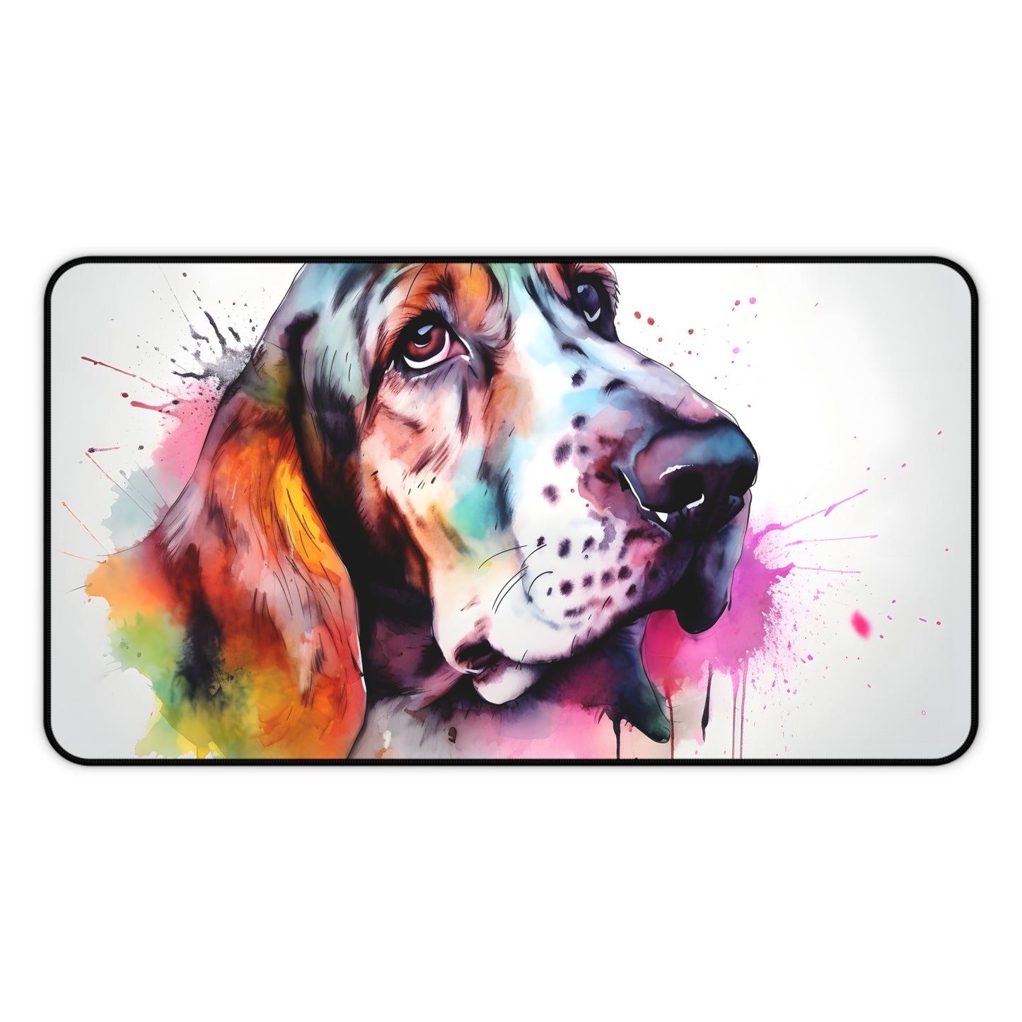 "Adorable Basset Hound Desk Mat - Cute design to protect your workspace with style"