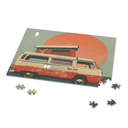 1000-piece Retro Camper Van Sunset Puzzle for nostalgia and travel enthusiasts