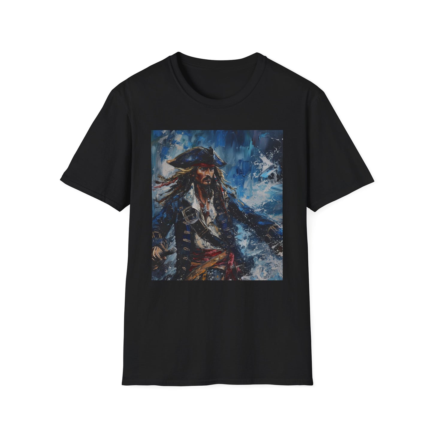 Pirate's Compass: The Navigating Spirit of Jack Sparrow | T-Shirt | Adventure, Art, Boat, Captain, Ill, Jack Sparrow, Painting, Pirate, Sea, Skull and Crossbones, Treasure Map, Tricorn | Prints with Passion