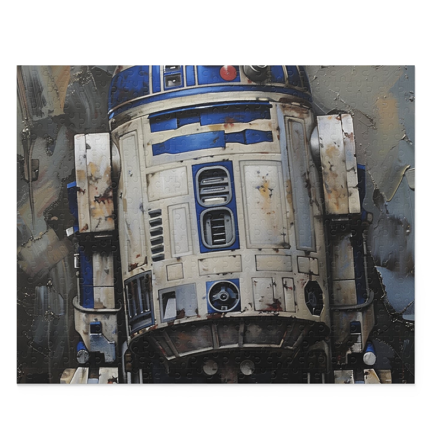 Star Wars R2-D2 jigsaw puzzle with vibrant colors and intricate details, perfect for fans of the sci-fi saga.