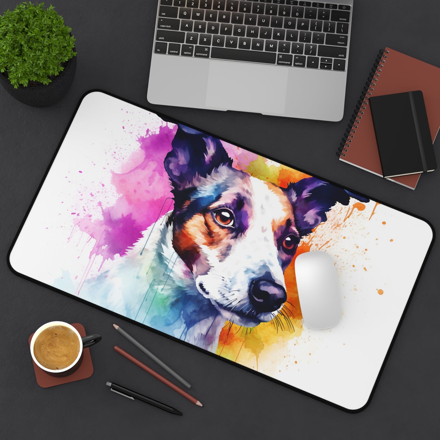 "Jack Russell terrier desk mat brings joy to workspace, stay stylish and organized while working or studying"