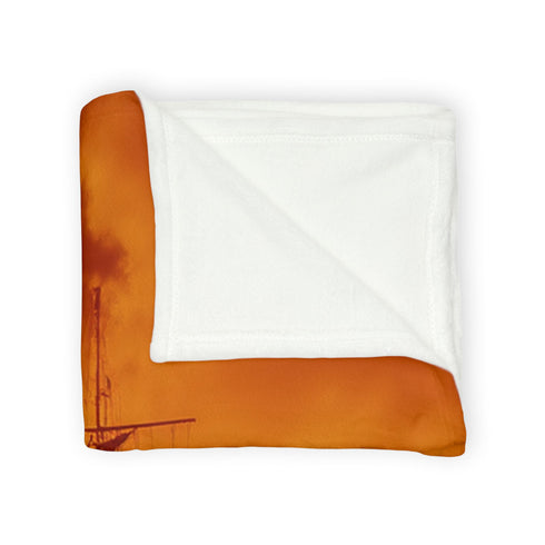 Frozen Ship Adrift in Firestorm Plush Fleece Throw Blanket