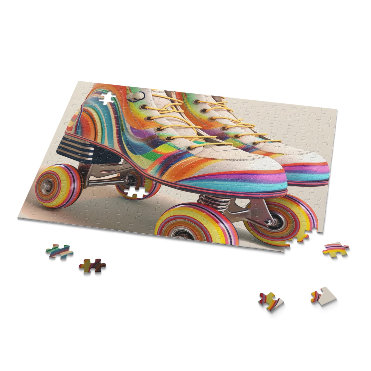 Colorful striped roller skate jigsaw puzzle for family fun