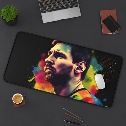 Messi Watercolor Neon Desk Mat | Desk Mat | Accessories, Back-to-School, Desk, Fall Bestsellers, Home & Living, Mouse pad, Mouse Pads, Mousepad, Seasonal Picks, Stationery, TikTok | Prints with Passion