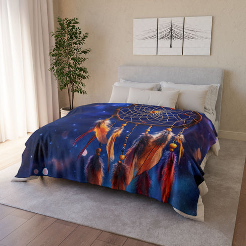 Dreamcatcher Suspended in Stars — Plush Fleece Throw Blanket — Product Detail View 12