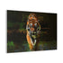Tiger Emerging from Digital Glitch Stretched Canvas Wall Art