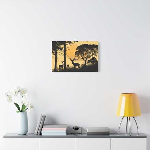 Nature Wildlife Silhouette — Canvas Wall Art — Kiln-Dried Pine Frame & Ready-to-Hang Back View