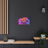 Retro Motorcycle with Neon Trail Stretched Canvas Wall Art