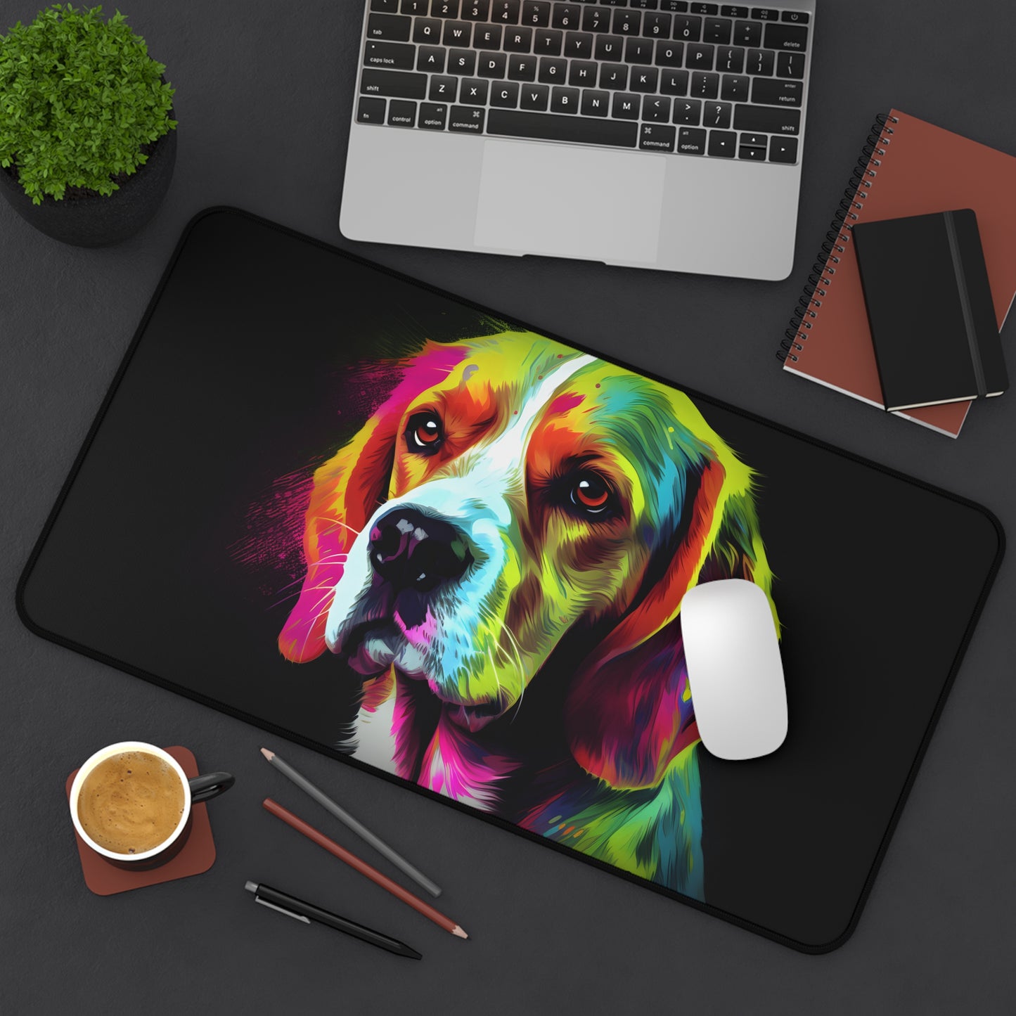 "Beagle Buddies Desk Mat - Cute dog design to protect and brighten your workspace, perfect for dog lovers"