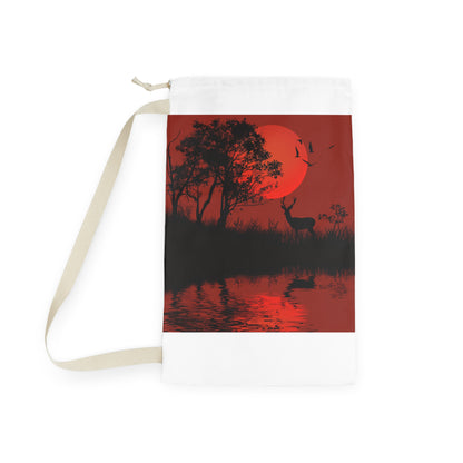 Nature-inspired Wildlife Deer Silhouette Pillowcase - Add charm and style to your home decor with this unique laundry bag featuring a deer silhouette. Elevate your laundry experience!