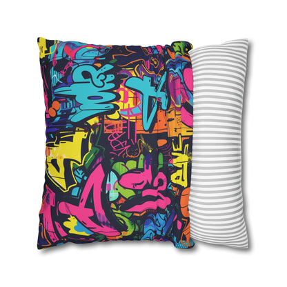 Neon Graffiti Pillow Case - Bold and vibrant Urban Graffiti design in bright neon colors, adds urban style to your bedroom decor.