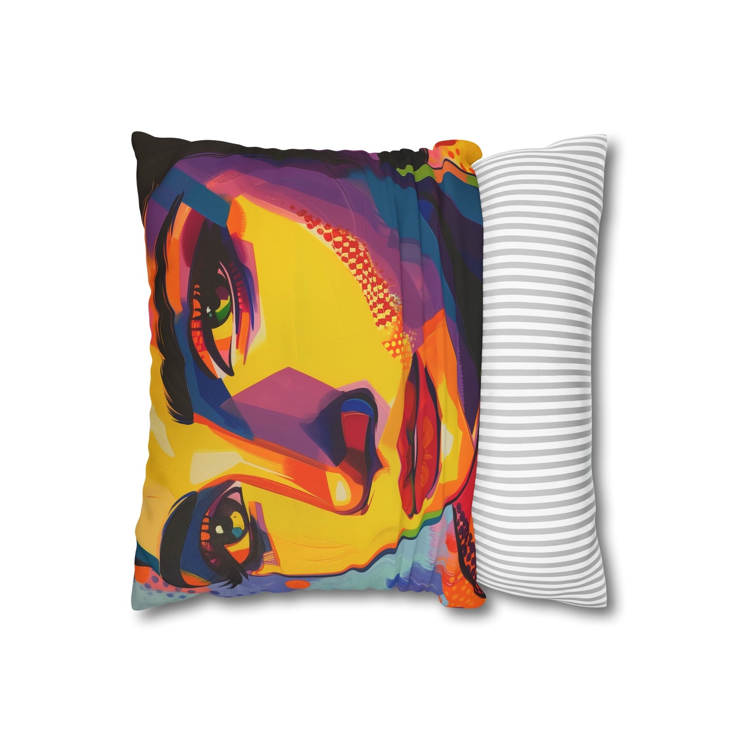 "Pop Art Dreams Pillowcase - Vibrant and stylish portrait design, perfect for all seasons. Makes a great gift! Shop now."