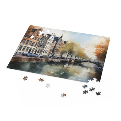 "Amsterdam Adventure Jigsaw Puzzle - Piece together scenic canals and architecture in this challenging puzzle, perfect for tourists and enthusiasts."