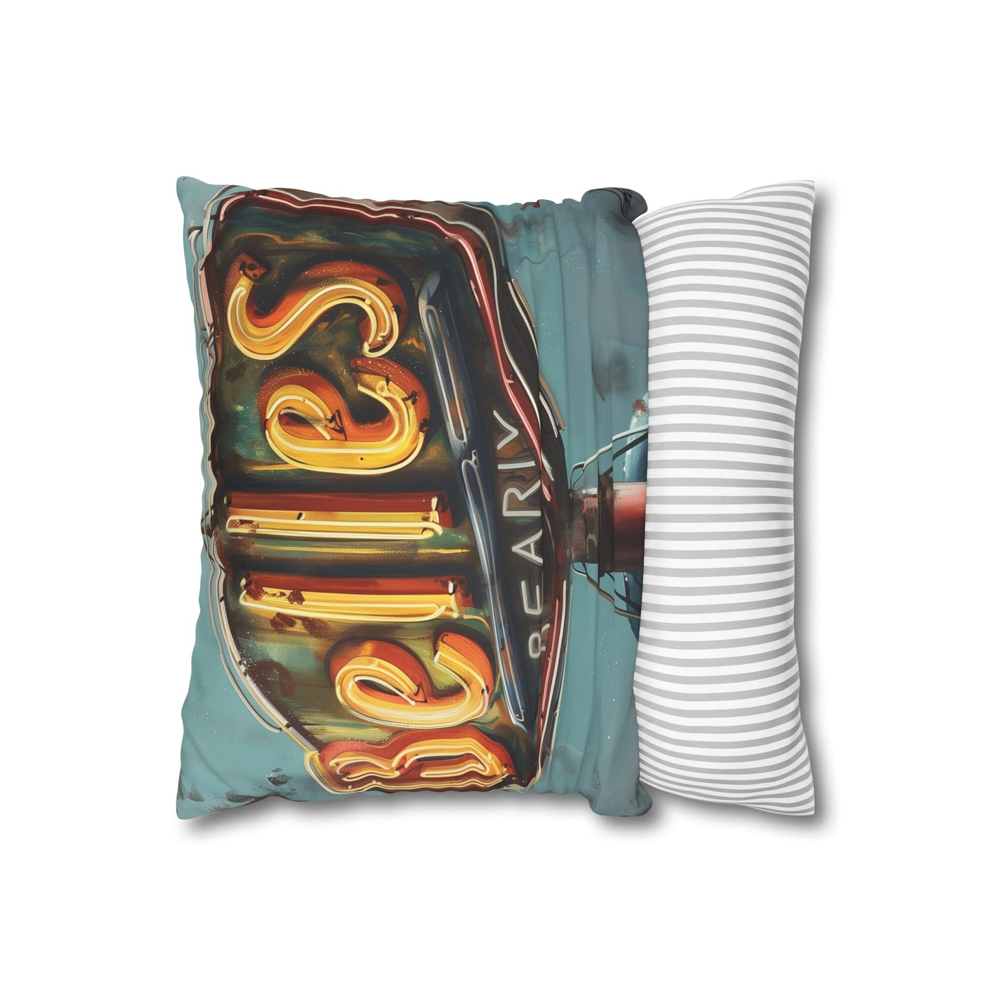 Retro Eat Sleep Diner Repeat Pillowcase. High-quality, comfy, and stylish with classic neon sign design. Ideal for all seasons. Perfect gift!