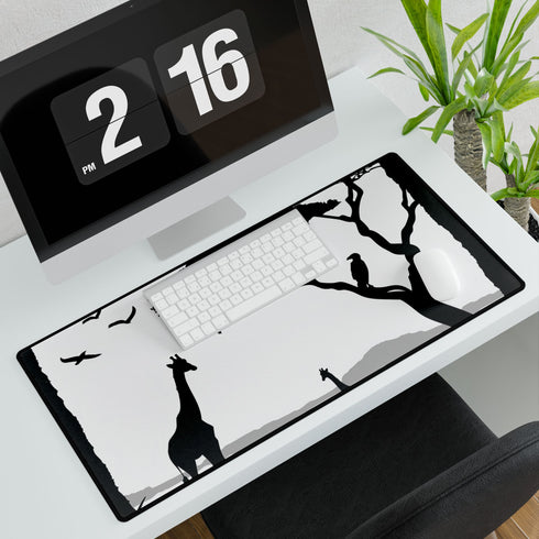 Woodland Deer & Pine Forest Silhouette — XL & XXL Desk Mat — 3mm Non-Slip Natural Rubber Base Detail