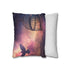 Bird Cage Floating Above Galaxy — 40×40 Cushion Cover — Sofa & Living Room Lifestyle View