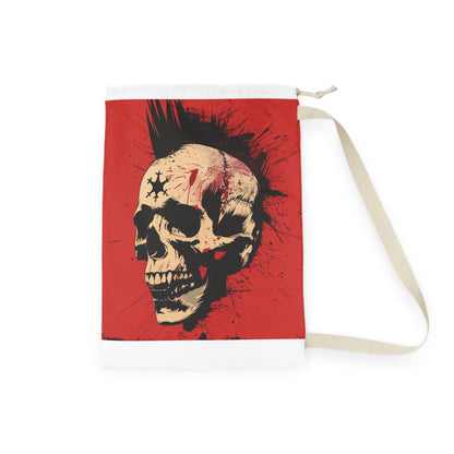 Punk skull laundry bag with rebellious design, ideal for stylish laundry; durable material.