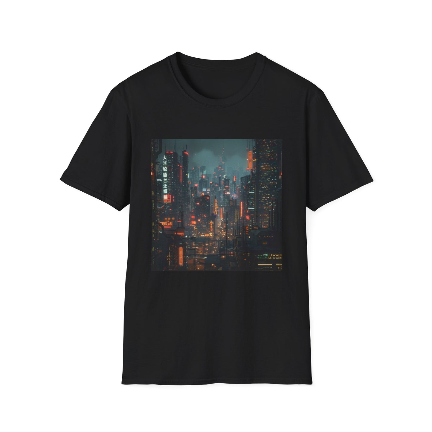 Glitch City: Cyberpunk Neon Landscape | T-Shirt | DTG, Men's Clothing, Regular fit, T-Shirts, Unisex, Women's Clothing | Prints with Passion