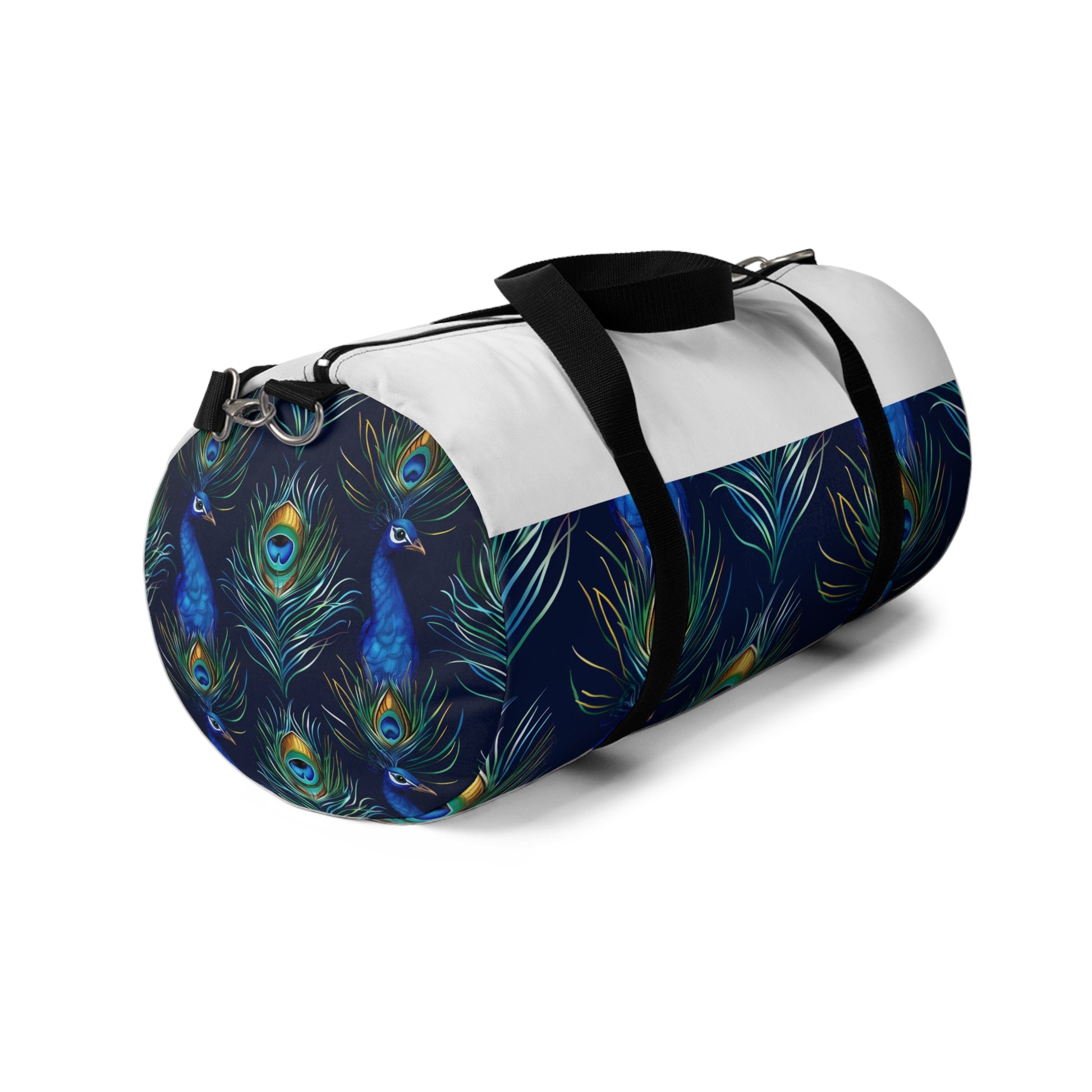 Peacock Feather Blue Duffel | Duffle Bags | Accessories, All Over Print, AOP, Assembled in the USA, Assembled in USA, Bags, Duffle, Made in the USA, Made in USA | Prints with Passion