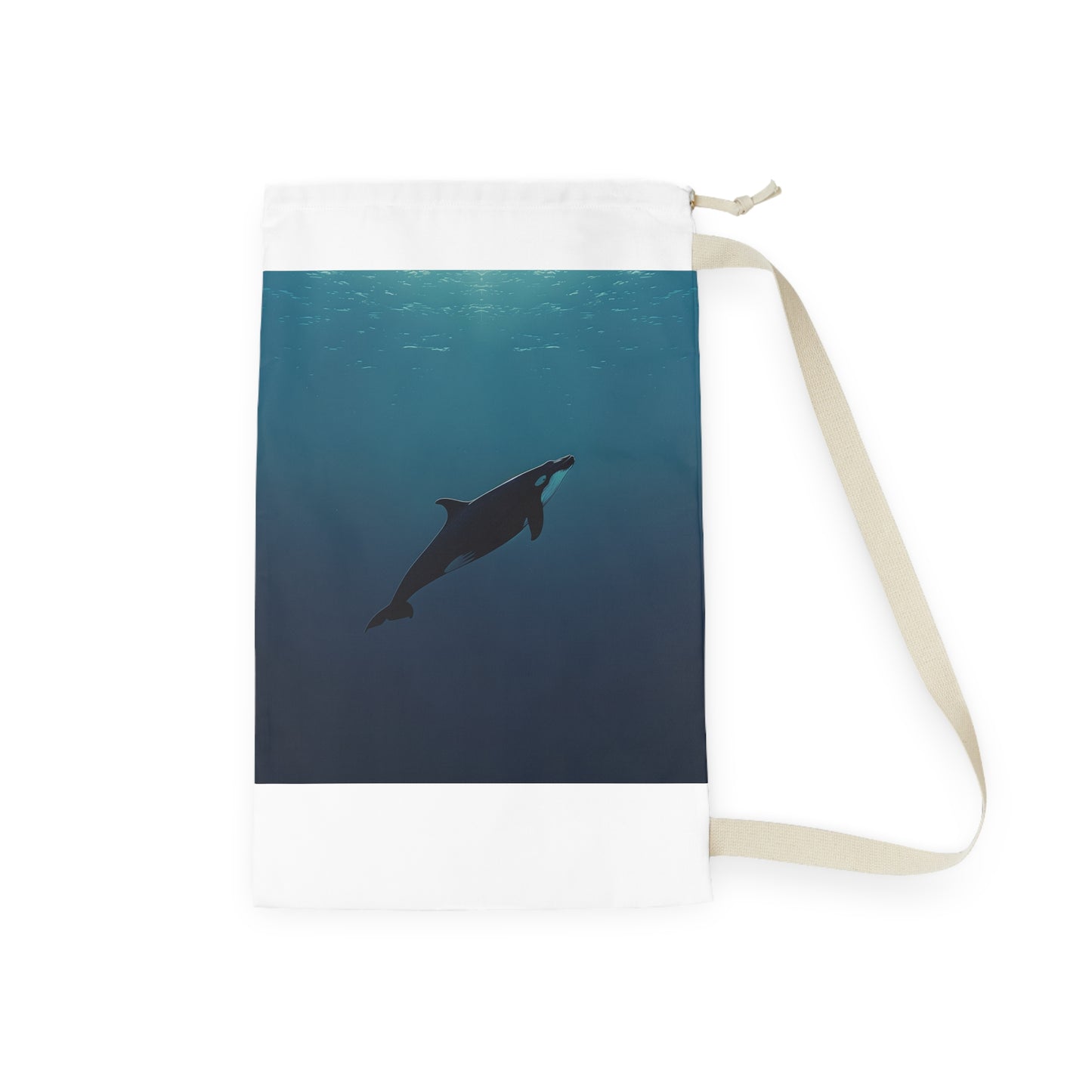 "Whale Ocean Laundry Bag - Stylish and practical minimalist design for elevated laundry routine"