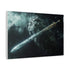 Epic Sword Embedded in Asteroid — Canvas Wall Art — Side Profile & Stretched Corner Detail