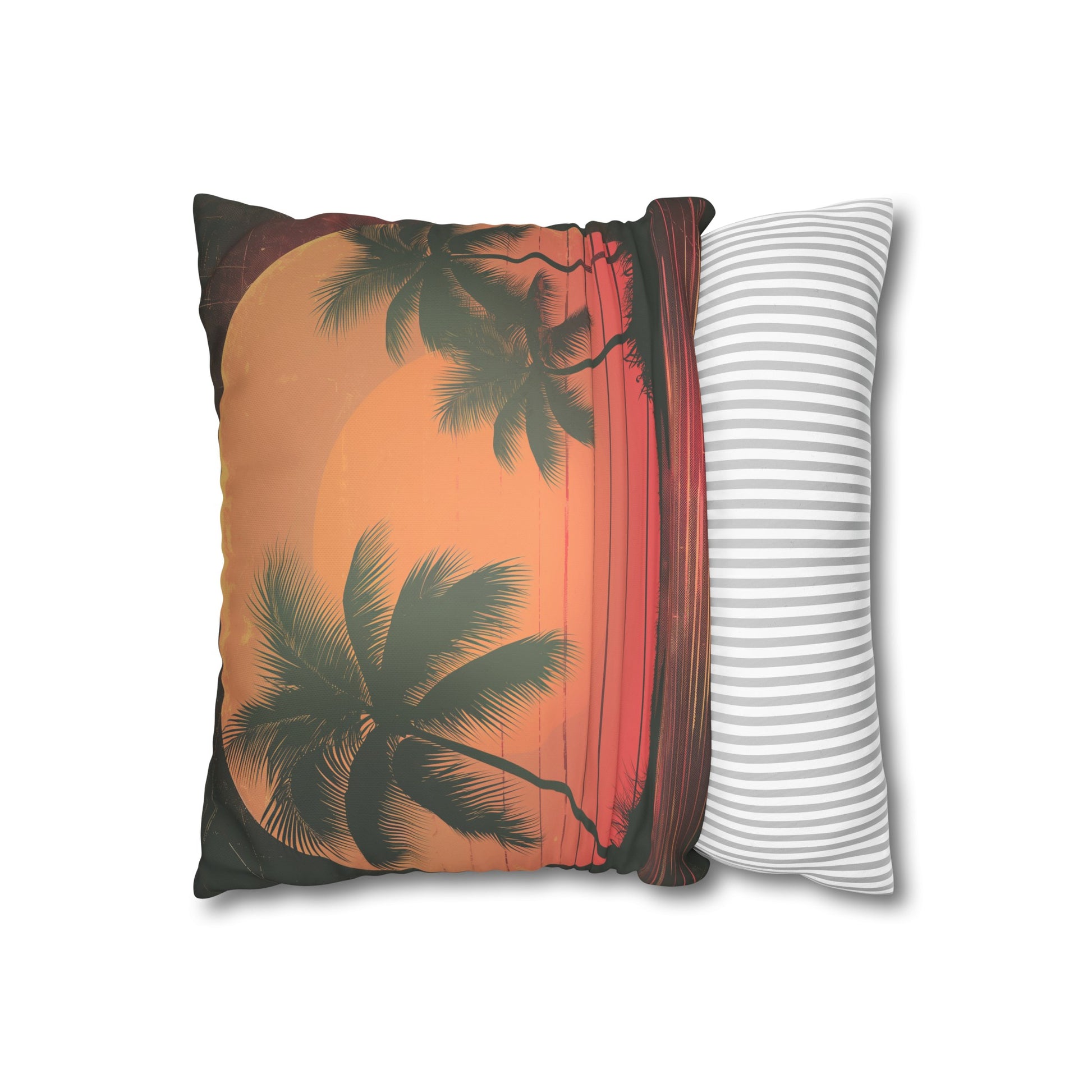 "Retro Palm Trees & Sunset Pillowcase - High-Quality, Stylish, All-Season Comfort | Perfect Gift"