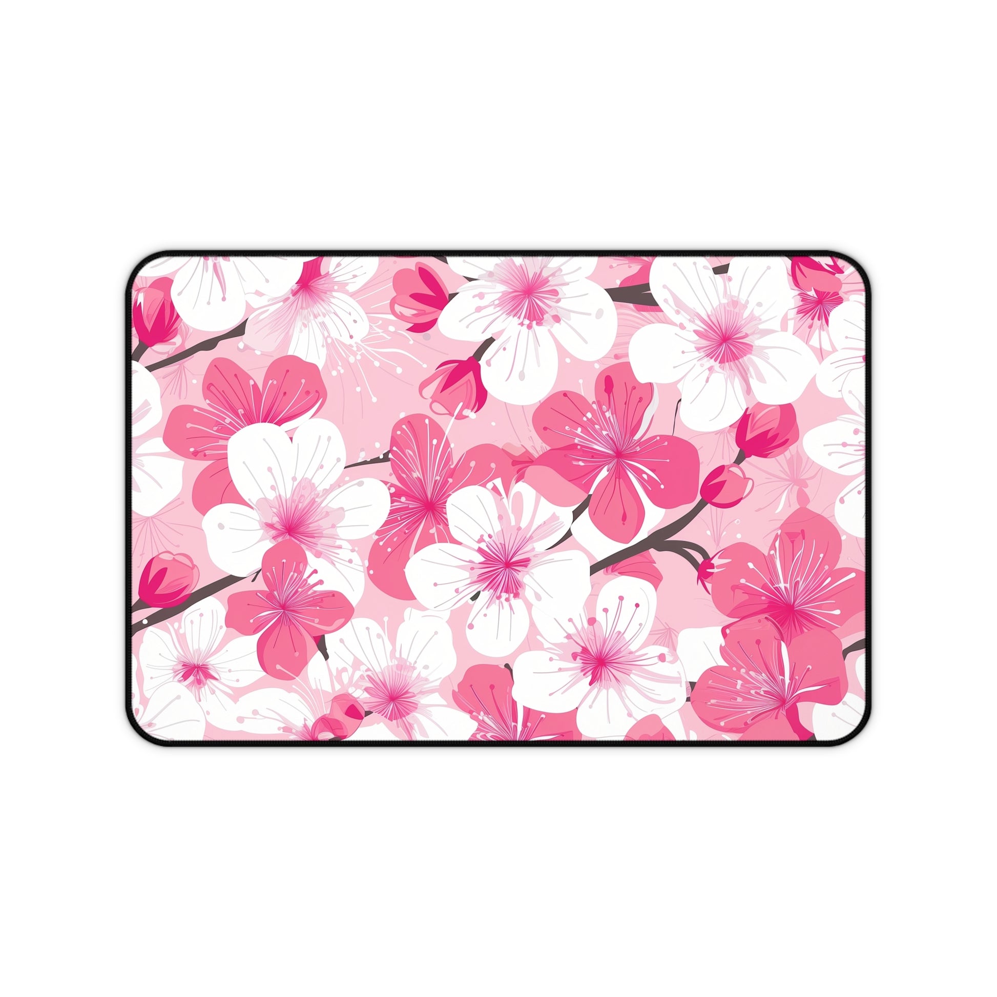 Elegant Cherry Blossom Desk Mat - Tranquil pink and white petals for sophisticated workspace décor