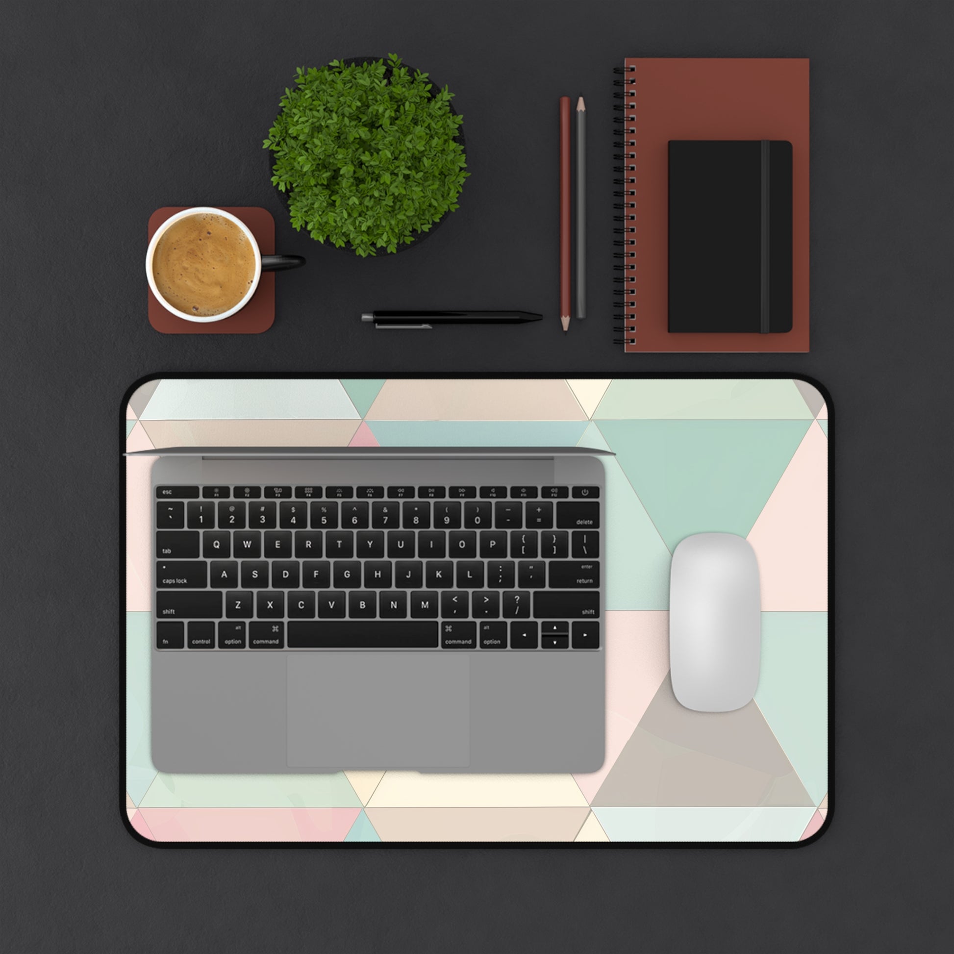 "Stylish Chic Pastel Geometric Desk Mat for Workspace Transformation"