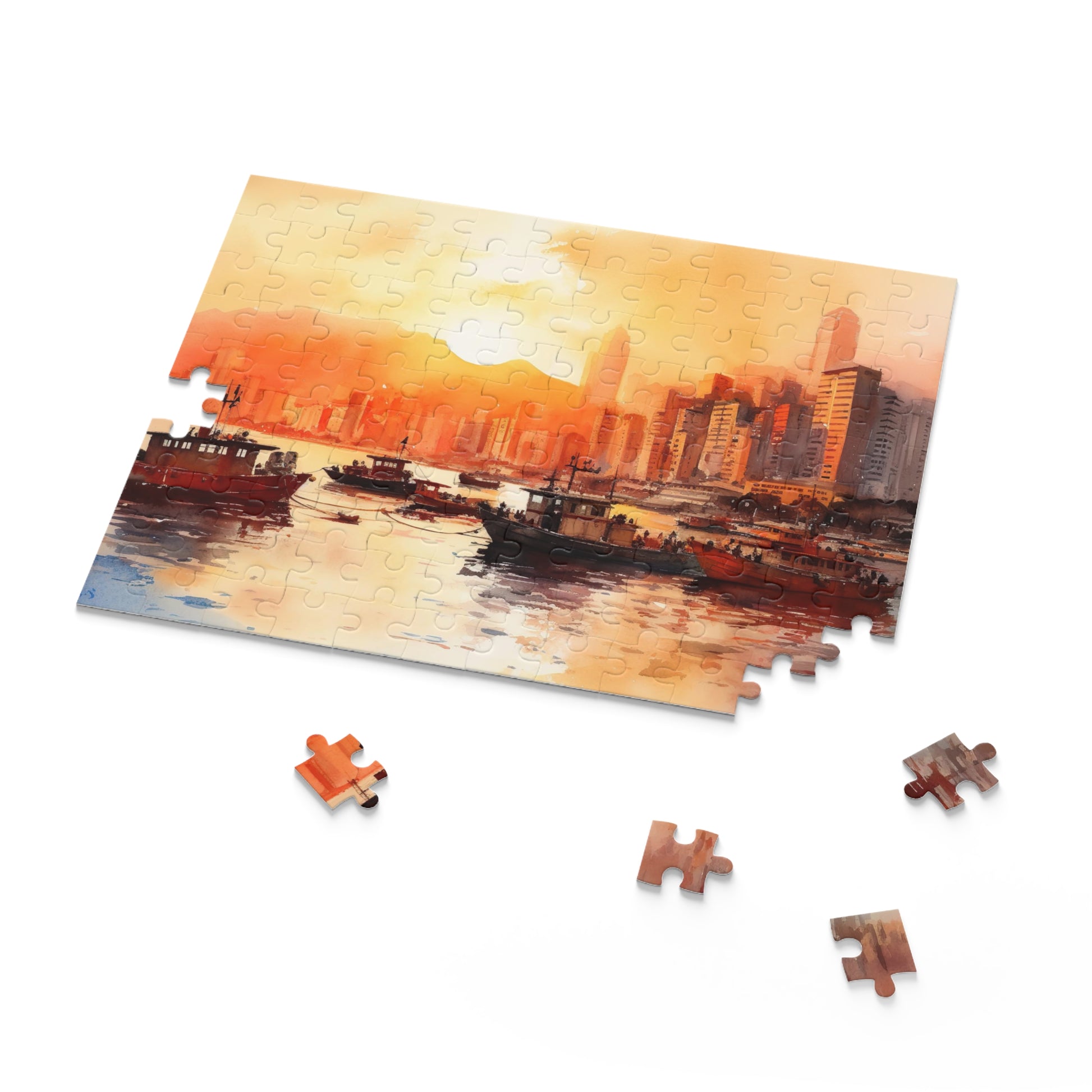 Vibrant Hong Kong Skyline Jigsaw Puzzle for all levels of puzzlers, cityscape of Hong Kong in detail