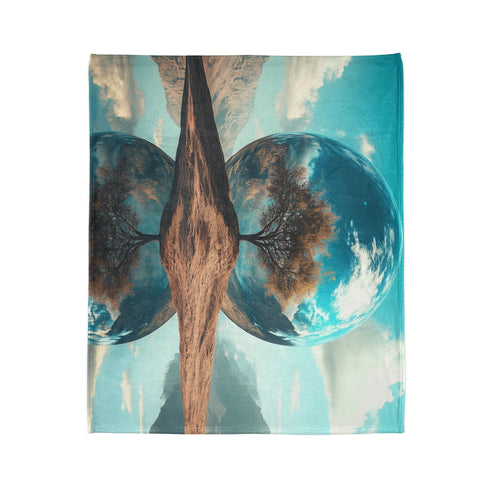 Mirror Planet Reflecting Earths Dreams Plush Fleece Throw Blanket