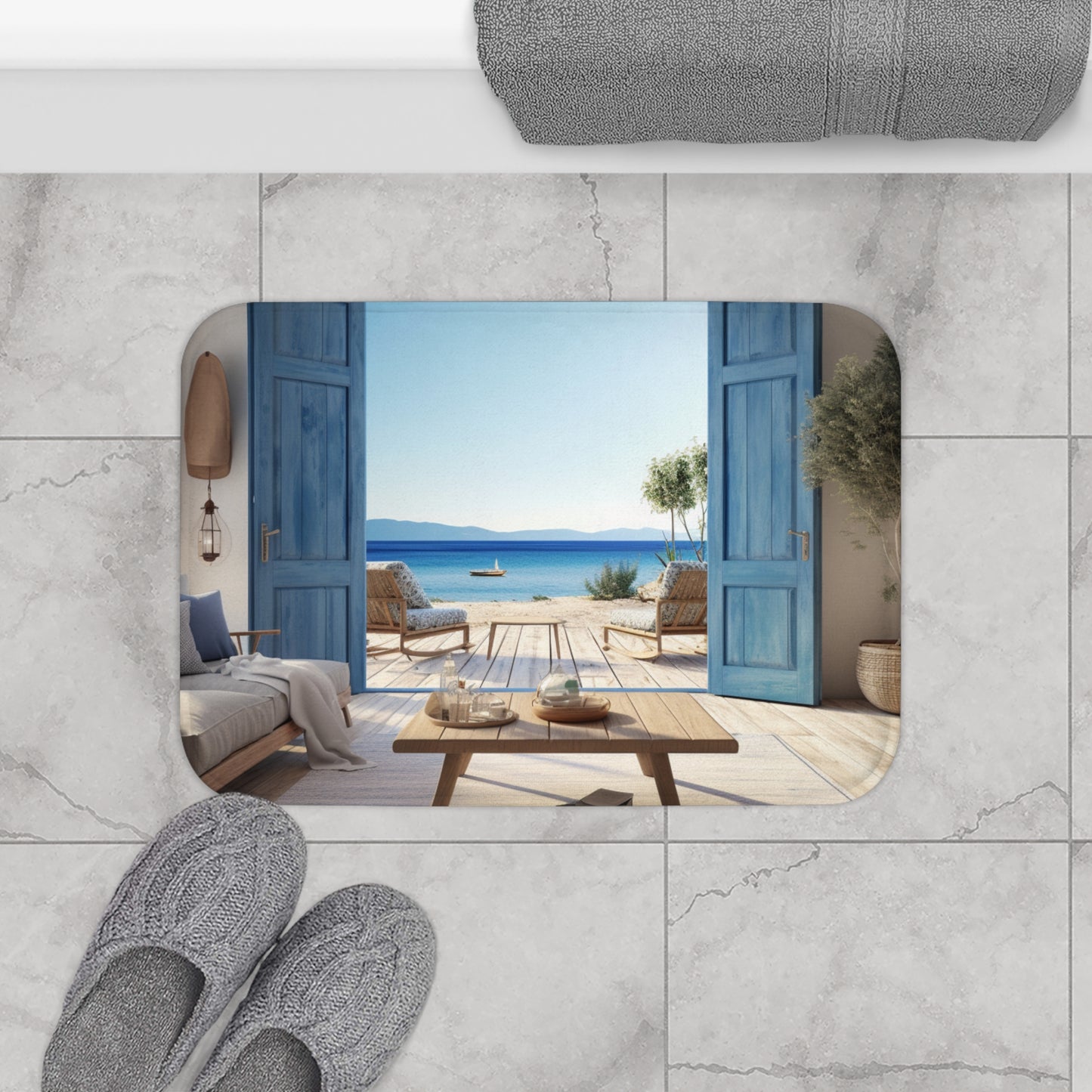 Mediterranean Breeze Bath Mat | Bath Mats | Bath, Bathroom, Home & Living, Indoor, Sublimation | Prints with Passion