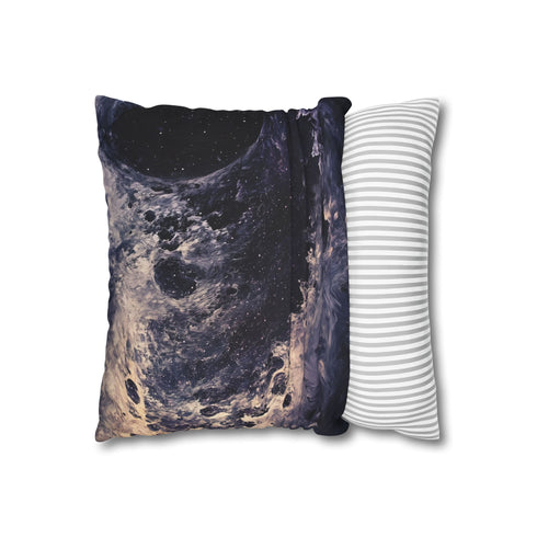 Black Hole Pulling in Stardust (Edition II) — 40×40 Cushion Cover — Soft Brushed Fabric Texture Close-Up