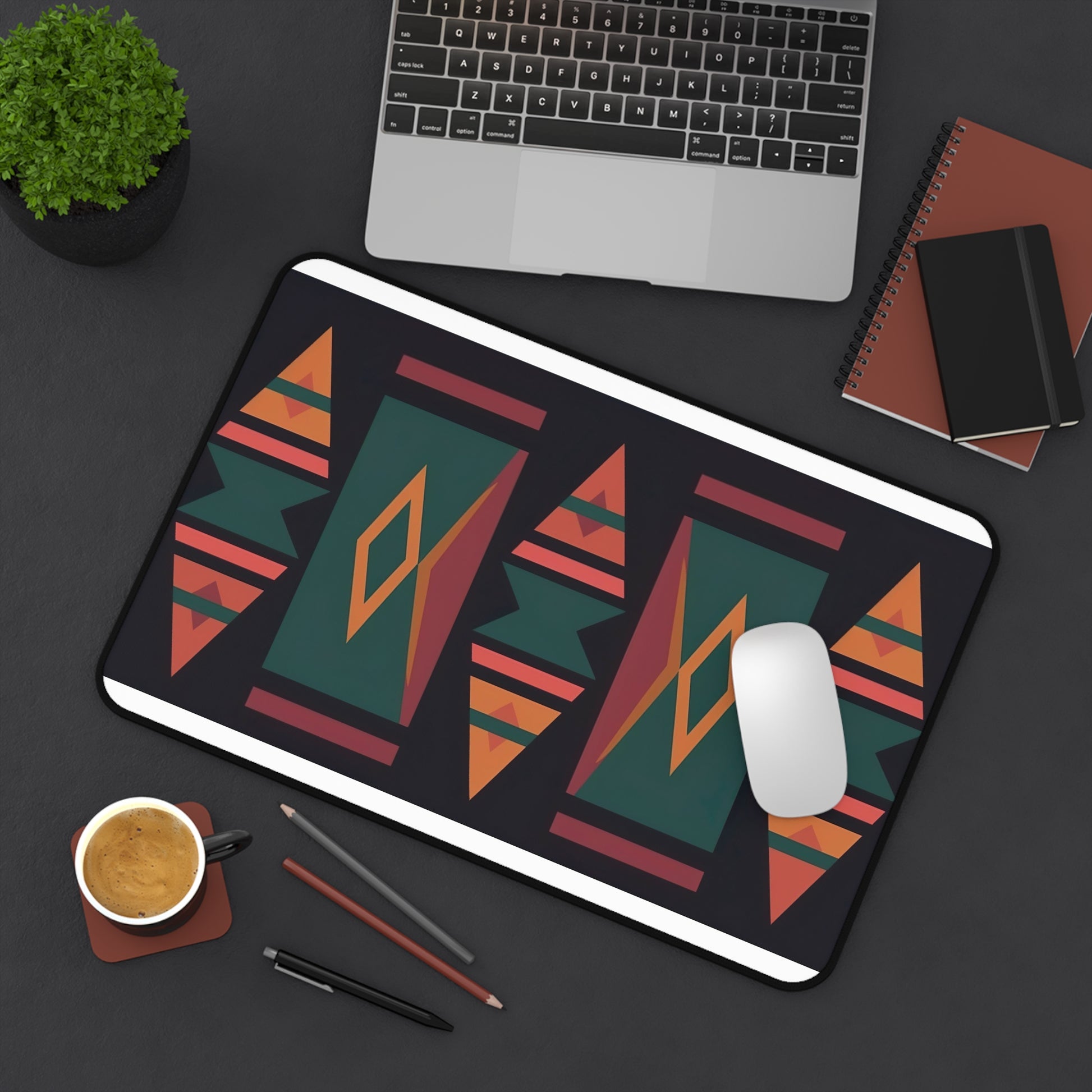 "Vibrant Aztec style desk mat - elevate workspace with culture and creativity"