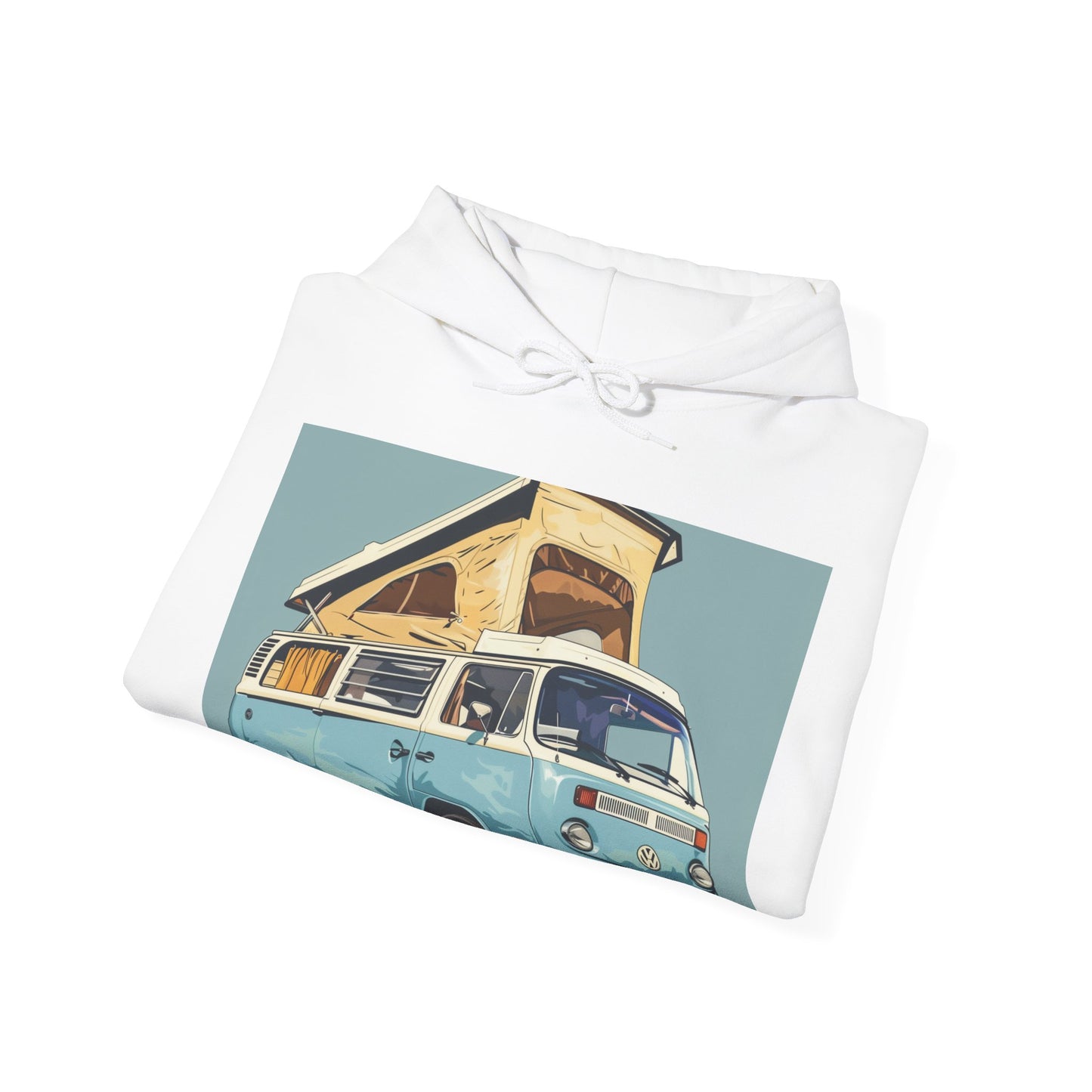 Tranquil Trails: Embrace the Simple Joys of Freedom and Nature in This Vintage Camper Van Hoodie