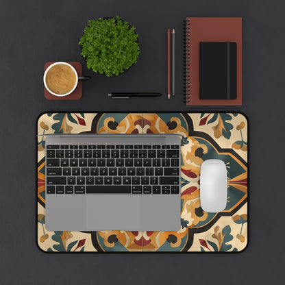 "Artisan Tiles Desk Mat - Elegant workspace accessory with traditional tile design for style and functionality"