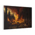 A Forest Fire Raging with Wildlife Fleeing Stretched Canvas Wall Art