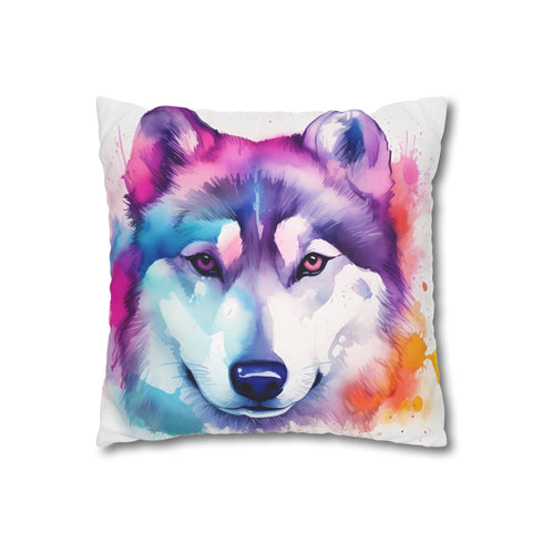 Cute Husky — 40×40 Cushion Cover — Double-Sided Back & Concealed Zip Detail