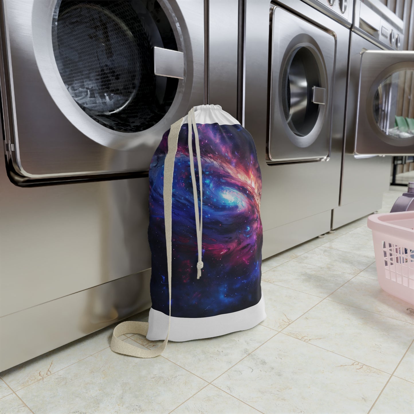 "Vibrant Neon Galaxy Laundry Bag for a Cosmic Laundry Experience"