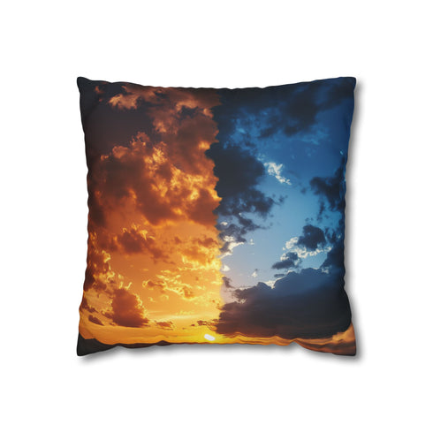 Sky Split into Day and Night Halves — 40×40 Cushion Cover — Front 40×40 cm Square Cushion View