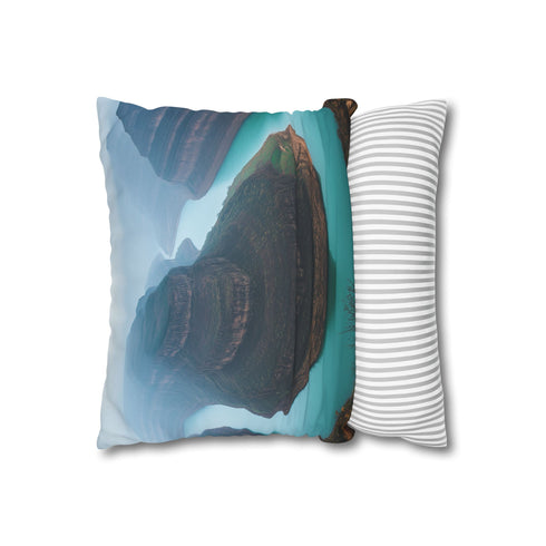 River Shaped Like a Dragons Tail — 40×40 Cushion Cover — Soft Brushed Fabric Texture Close-Up