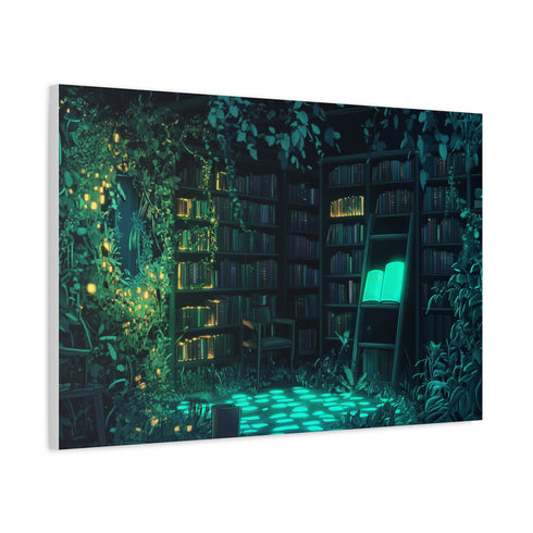 Overgrown Library with Glowing Books — Canvas Wall Art — Product Detail View 6