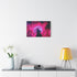 Silhouette of a Wolf Howling at a Neon Moon — Canvas Wall Art — Kiln-Dried Pine Frame & Ready-to-Hang Back View
