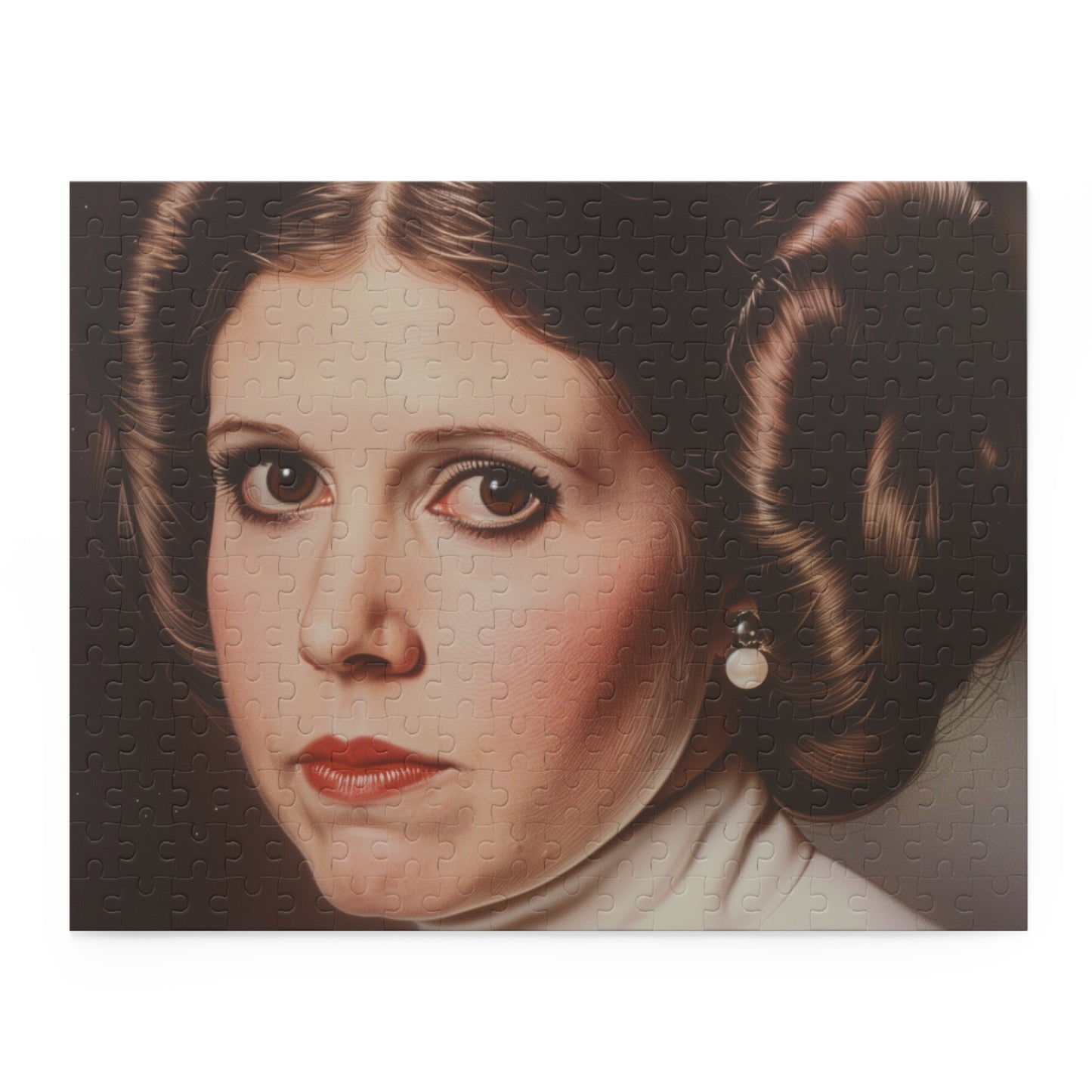 "Leia's Galactic Jigsaw Puzzle featuring iconic Princess Leia from Star Wars, perfect for Star Wars fans"